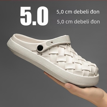 Muške sandale s gumom, okrugla prst, niski potpetice, ležerni zatvoren dizajn