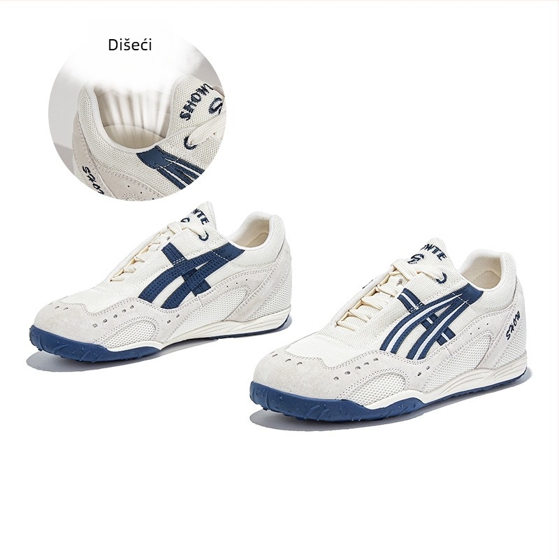 Ženski Dad Shoes s povećanjem visine 3,5 cm, gornjište od svinjske kože + sintetičke kože + tekstila, prednje vezanje, gumena potplata s wafelnim uzorkom, srednja peta 3-5 cm