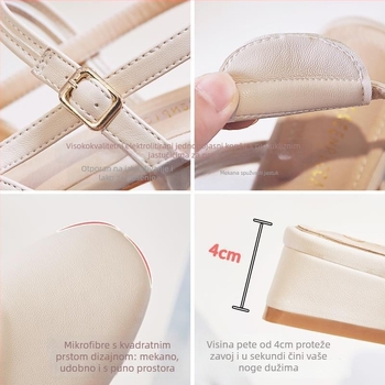 Sandale inspirirane cheongsam, s jednim remenom, srednja peta, gornji dio od pamuka, TPR potplat, moderni minimalistički stil