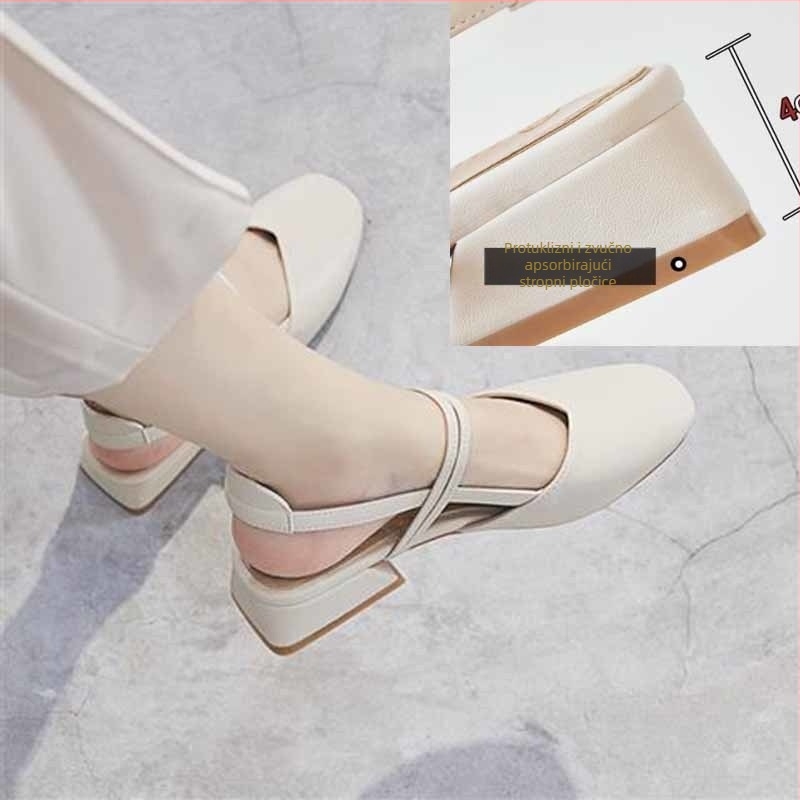 Sandale inspirirane cheongsam, s jednim remenom, srednja peta, gornji dio od pamuka, TPR potplat, moderni minimalistički stil