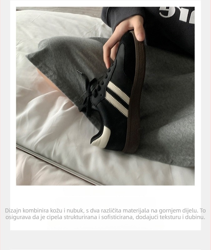 Ženske tenisice za skateboard u korejskom stilu s debelim 3–5 cm potplatom, niski vrh; gornji dio od dvostruke kože i umjetne kože, gumena potplat, ulošak od prirodne kože