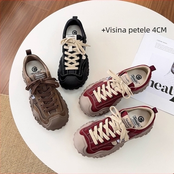 Ženske tenisice tipa Dad Shoes: gornji dio od kože i tkanine, gumeni đon, visok gornji dio, prozračni latex ulošak, cipele za jesen/zimu za outdoor