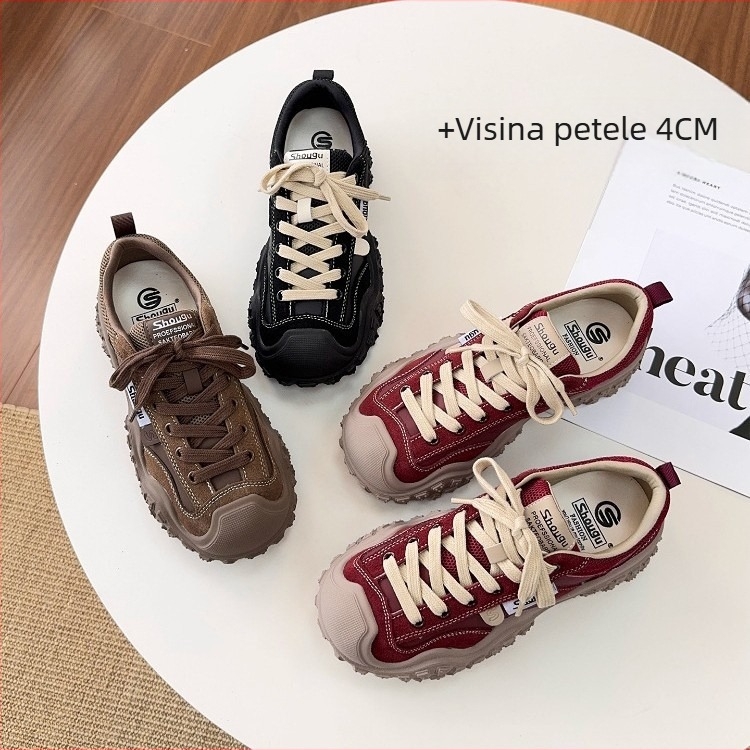 Ženske tenisice tipa Dad Shoes: gornji dio od kože i tkanine, gumeni đon, visok gornji dio, prozračni latex ulošak, cipele za jesen/zimu za outdoor