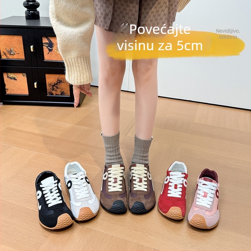 Ženske cipele Agan — Casual stil, debela potplat, gornji dio od prave kože, dizajn s blok boja, vezanje sprijeda