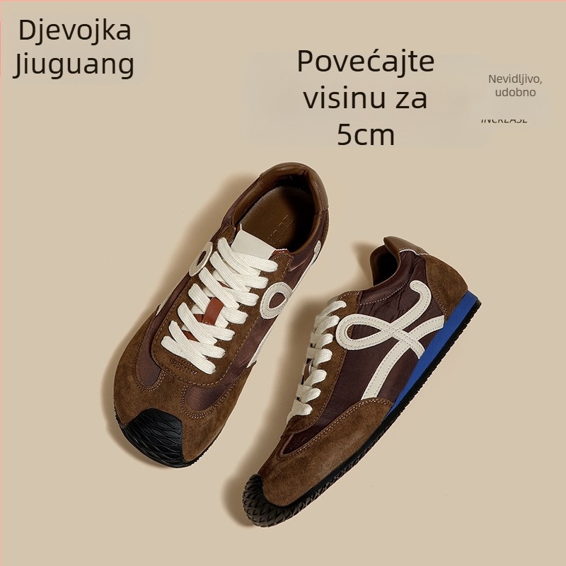 Ženske cipele Agan — Casual stil, debela potplat, gornji dio od prave kože, dizajn s blok boja, vezanje sprijeda