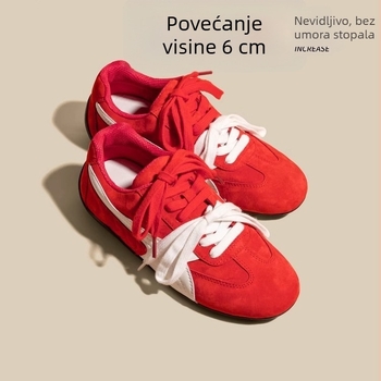 Ženske casual tenisice za trening s velurovim gornjim dijelom, peta 3–5 cm, EVA uložak, gumeni potplat, vezanje na špage