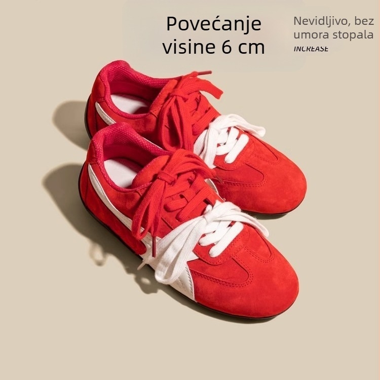 Ženske casual tenisice za trening s velurovim gornjim dijelom, peta 3–5 cm, EVA uložak, gumeni potplat, vezanje na špage