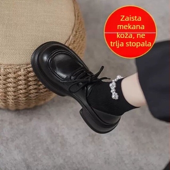 Mokasice s vezicama | Britanski stil, gornji dio od split leather, gumena potplata, debeli pet 3–5 cm