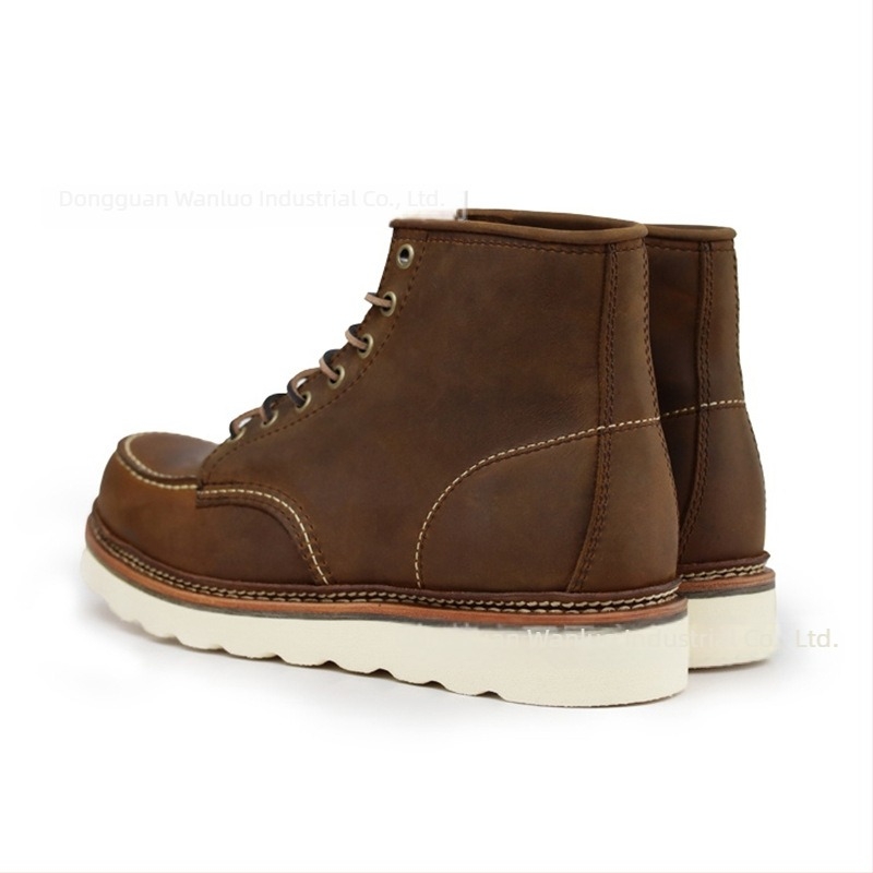 Unisex Martin čizme od kože prvog sloja s Goodyear ševom, prozračne, protuklizne, apsorpcija udara, unutarnja podstava od prirodne kože, srednja visina čizme, klinasti 3–5 cm potpetica, retro stil, jesen