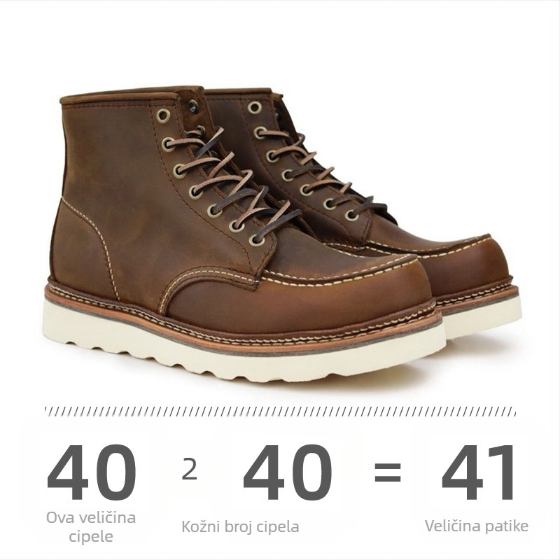 Unisex Martin čizme od kože prvog sloja s Goodyear ševom, prozračne, protuklizne, apsorpcija udara, unutarnja podstava od prirodne kože, srednja visina čizme, klinasti 3–5 cm potpetica, retro stil, jesen