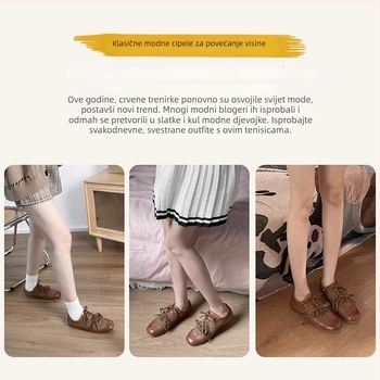 Ženske tenisice od nubuka, okrugli nos, niski potplat 1–3 cm, gumeni potplat, kožni ulošak