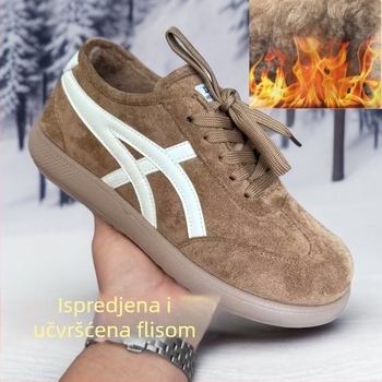 Ženske tenisice inspirirane njemačkim vojnim stilom s fleec podstavom, kožni gornji dio, vezanje, EVA uložak, injekcijski oblikovana potplat