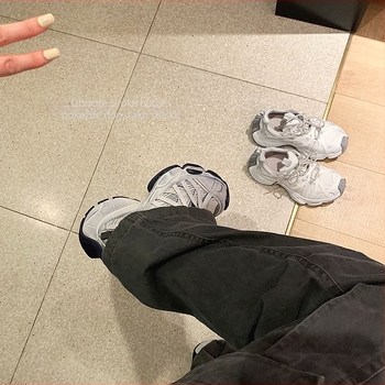 Ženske tenisice s visokim gornjim dijelom od kože i mreže, prozračne, s tlomljenjem udara, gumena potplat, PU uložak, vezivanje