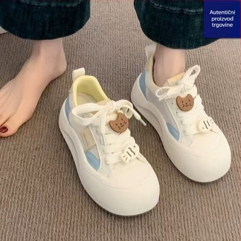 Ženske casual sportske tenisice s gornjim PU+mrežastim, niski profil, vezice sprijeda, prozračnost, lagane, PVC potplat, tekstilna uložak