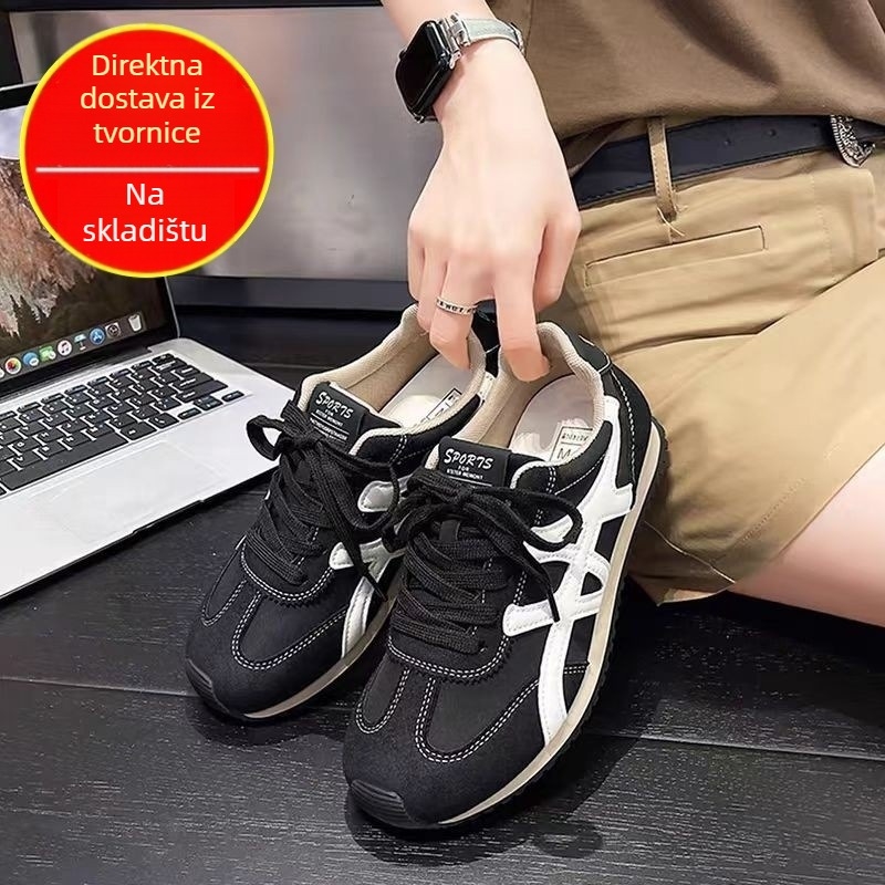 Tenisice u stilu njemačkog vojničkog trenera, PU gornji dio, vezanje, gumeni potplat