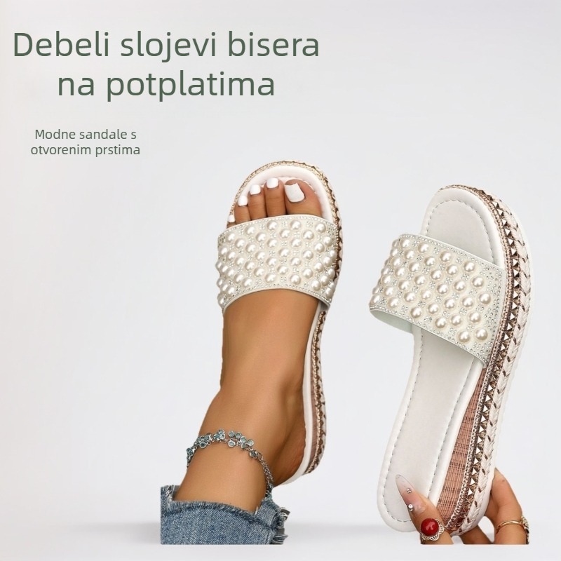 Ženske sandale s dizajnom ribljeg otvora - PU gornji dio, okrugli vrh, gumeni potplat, kopča s kopčom, ljeto 2025