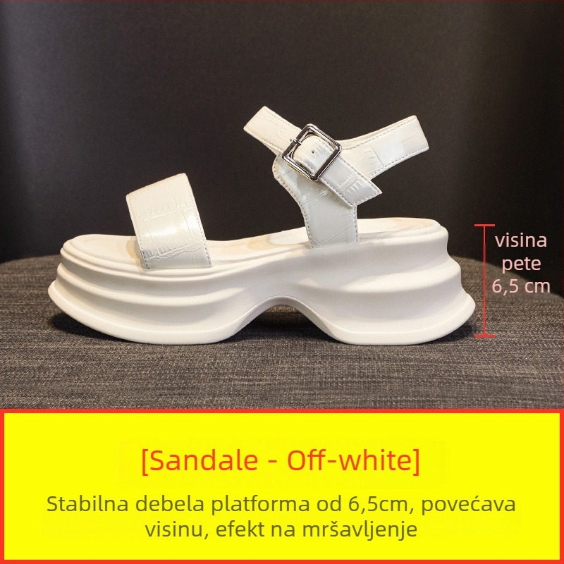 Pojasne sandale s PU gornjim dijelom, PU unutrašnjom, prst u obliku riblje usta, kopča, poliuretanski potplat (Ljeto 2024)