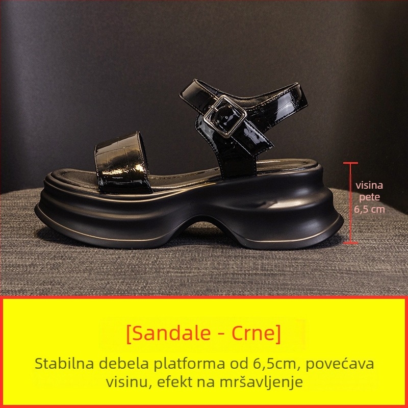 Pojasne sandale s PU gornjim dijelom, PU unutrašnjom, prst u obliku riblje usta, kopča, poliuretanski potplat (Ljeto 2024)
