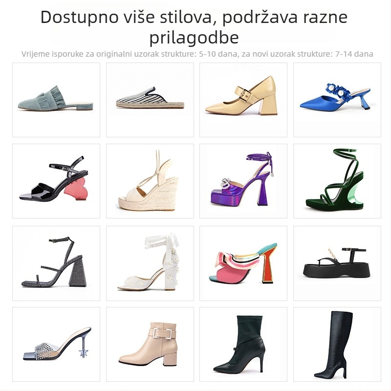 Beaded sandale s klinskim petom, okrugli vrh, gornji dio od PU mikrovlakna, stražnji zatvarač, gumena potplata