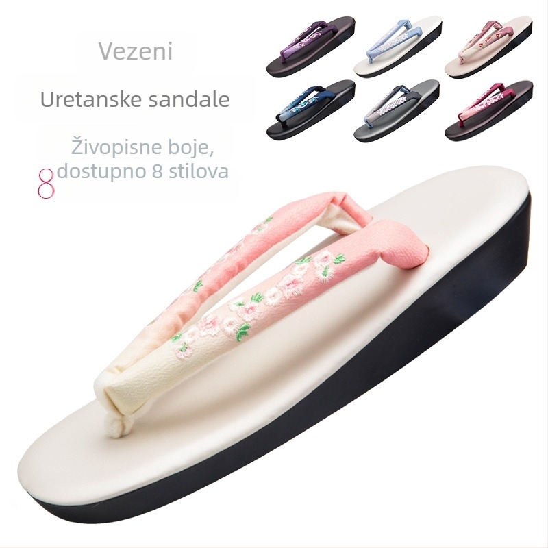 Pločaste sandale s gradientnom izvezom, thong dizajn, japanskog stila