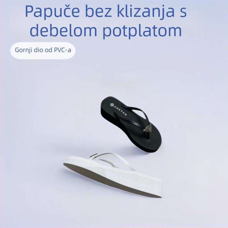 Platformske japanke s debelim gumom, PVC gornji dio, protuklizne, zaobljeni vrh, plažne papuče