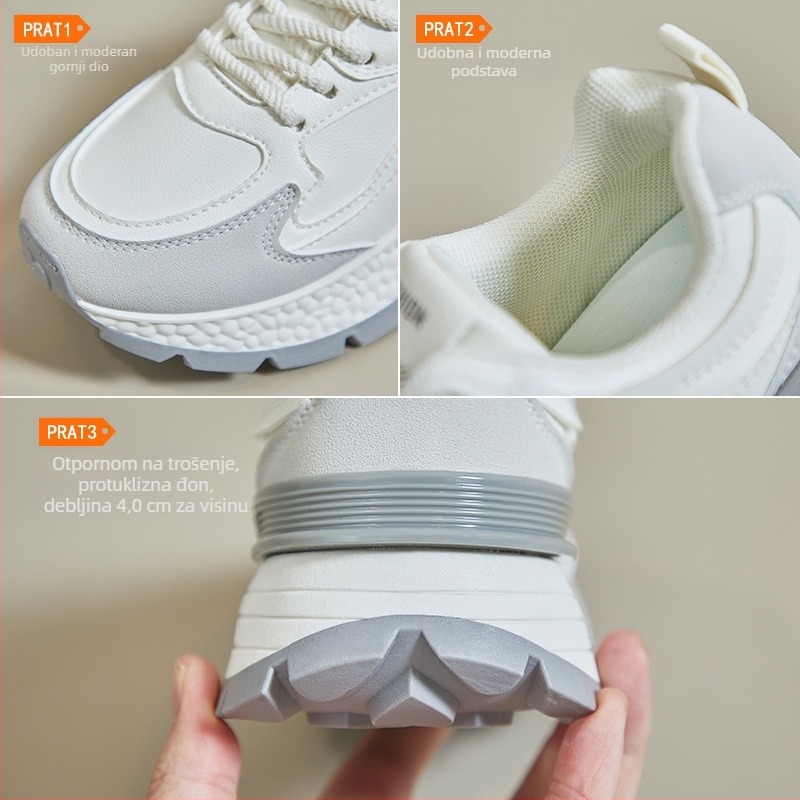 Ženske tenisice u stilu dad shoes, proljeće 2025, casual sportske tenisice s povećanjem visine 3–5 cm, gumeni potplat, prednje vezanje, AD8802