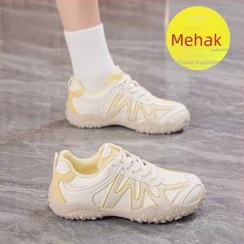 Ženske PU kožne tenisice za trening - okrugli vrh prsta, vezanje, gumeni đon, peta 3–5 cm (PU koža, okrugli vrh prsta, vezanje, gumeni đon, peta 3–5 cm)