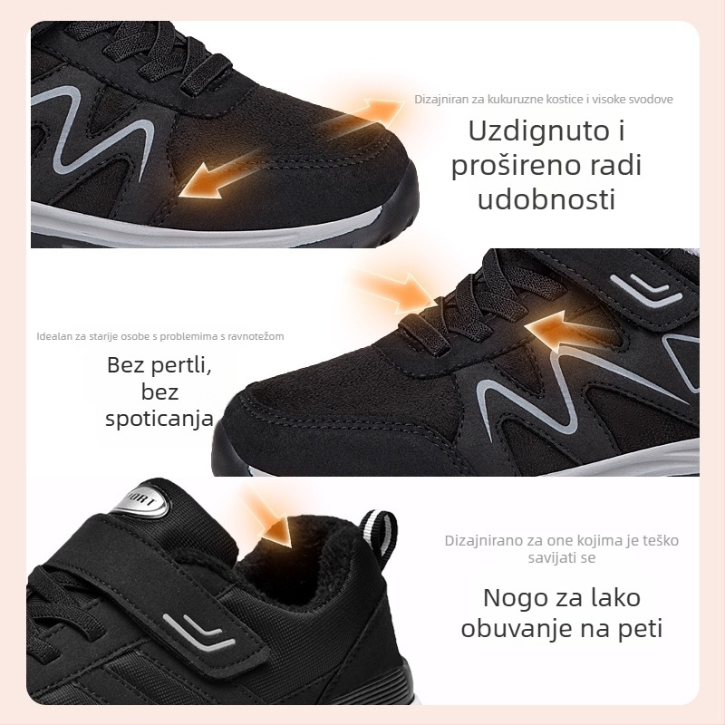 Ženske zimske cipele za šetnju s Velcro zatvaračem, vodootporna koža, okrugli vrh, svakodnevni stil