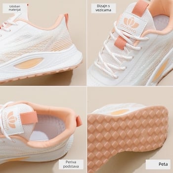 Ženske prozračne mrežaste tenisice za trčanje s debelim potplatom, na vezivanje