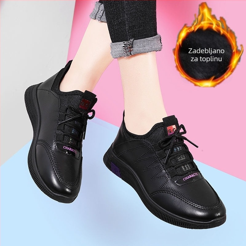Ženske casual tenisice bez vezica s okruglom noskom, PU gornji dio, PU ulošak, mrežasta unutrašnjost, gumeni potplat
