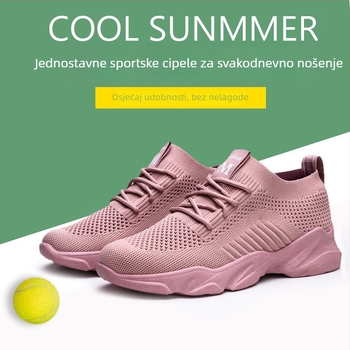 Ženske mrežaste sportske tenisice, vezanje, okrugli vrh, niski pet, plastični potplat