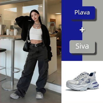 Ženske tenisice dad shoes s debelim potplatom - gornji dio PU+mesh, prednje vezanje, 6–8 cm visina potplata, podstava od tekstila, proljeće–jesen casual