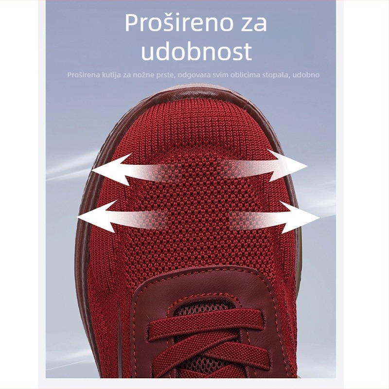 Unisex tenisice za hodanje za starije osobe, prozračne i lagane s mekom đonom, zatvarač Velcro, gornji dio od mrežaste tkanine, PU đon, PU uložak