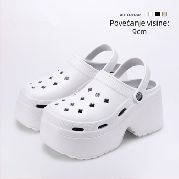 Cleotk ženske Crocs-stil platform sandale za vanjsku upotrebu, EVA gornji dio i EVA potplat; visina platforme 9 cm; debljina potplata 8 cm; prozračne i protuklizavajuće.