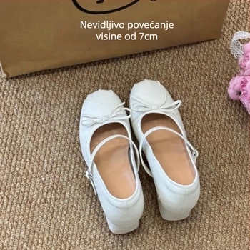 Mary Jane cipele s kopčom, gornji dio od pigskin kože, uloška od prirodne kože, debeli peta 6-8 cm, skriveno povećanje visine 7 cm