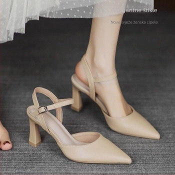 Rimske sandale s oštrim nosom, srednjeg povišenog potpetice, kopčom i PU gornjim dijelom