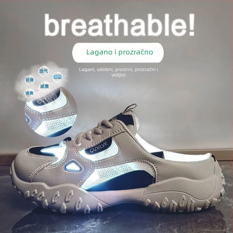 Ženske slip-on tenisice s mrežastim gornjim dijelom, mrežasti unutrašnji dio, gumeni đon, okrugli vrh, korejski stil, marka Haimona, ljeto 2025
