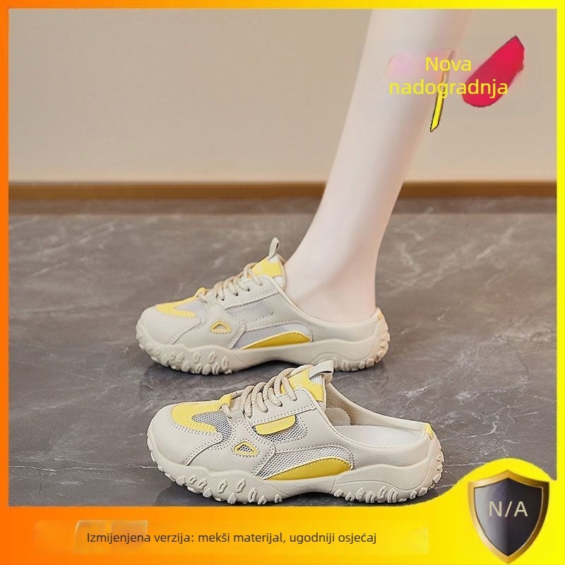 Ženske slip-on tenisice s mrežastim gornjim dijelom, mrežasti unutrašnji dio, gumeni đon, okrugli vrh, korejski stil, marka Haimona, ljeto 2025