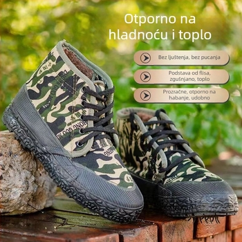 Zimske pamučne papuče, unisex, gornji dio od platna, gumena potplata, protuklizne, debeli ulošak