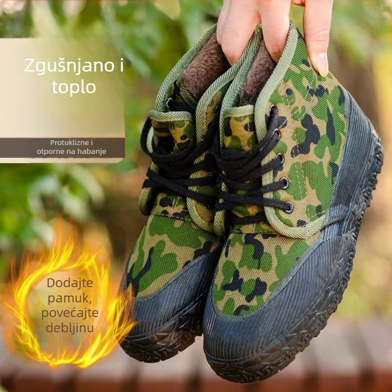 Zimske pamučne papuče, unisex, gornji dio od platna, gumena potplata, protuklizne, debeli ulošak