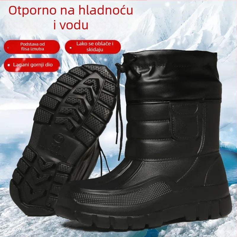 Muške zimske čizme za snijeg s plišastom podstavom, visoke outdoor čizme s debelom potplatom, protuklizne i izolirane zimu