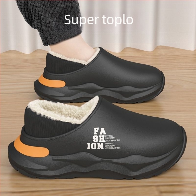 Vodootporne EVA papuče za zimu, unisex, s fleece uložkom, debela potplata, s tiskanim uzorkom