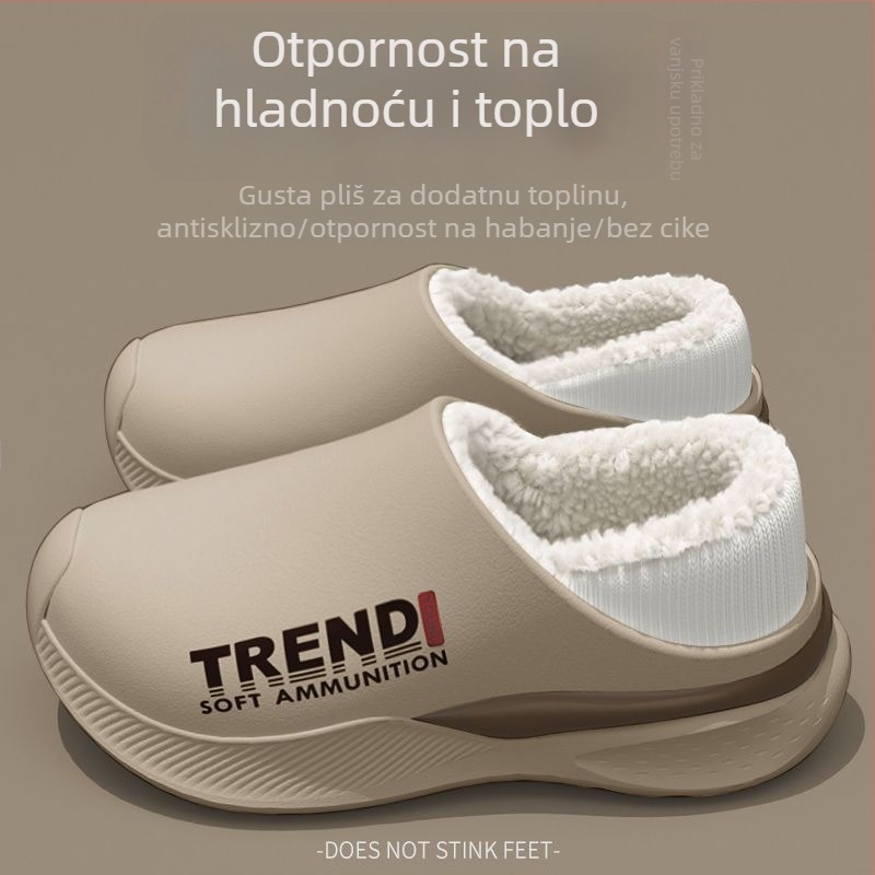 Muške pamučne papuče - zimska toplina, EVA gornji dio i potplat, vodootporne, protuklizne, za unutarnju i vanjsku upotrebu