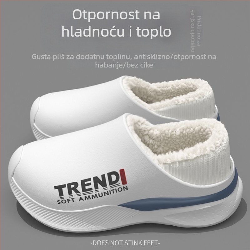 Muške pamučne papuče - zimska toplina, EVA gornji dio i potplat, vodootporne, protuklizne, za unutarnju i vanjsku upotrebu