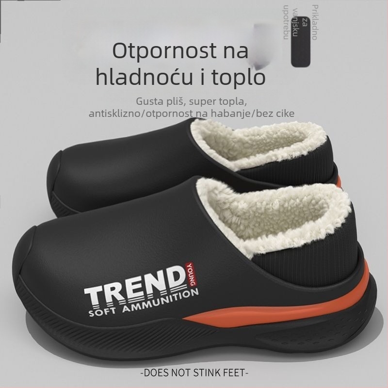 Muške pamučne papuče - zimska toplina, EVA gornji dio i potplat, vodootporne, protuklizne, za unutarnju i vanjsku upotrebu