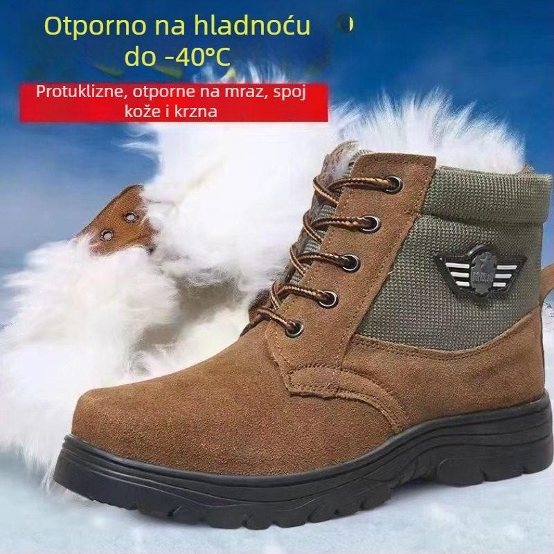 Unisex zimske čizme za snijeg s kožušnim gornjim dijelom, gumena potplat, visok vrat, debela podstava