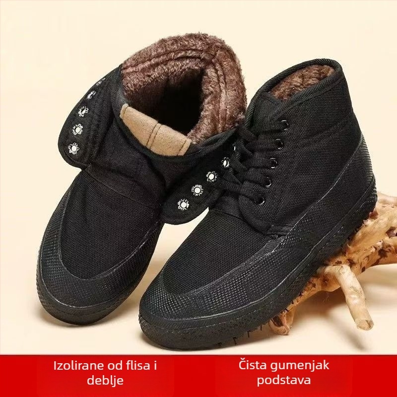 Zimske radne čizme visokog kroja (kamuflažni uzorak, platnena gornja strana, gumena potplat, zadržavaju toplinu, debela konstrukcija)