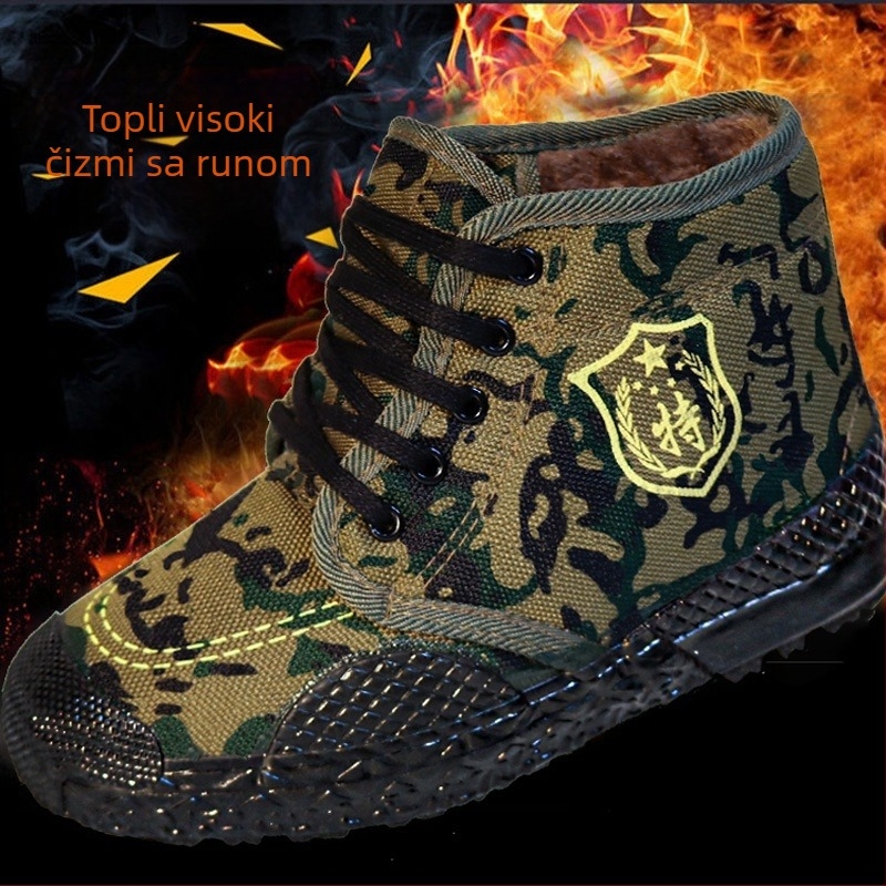 Zimske visoke platnene radne cipele, unisex, protuklizne, tople, otporne na habanje, gumena potplat