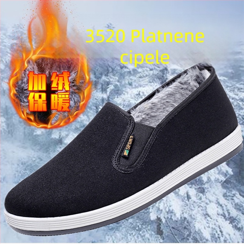 3520 Pamučne papuče za muškarce i žene, zimske tople s flisom, udobne kućne cipele s plastičnom potplatom