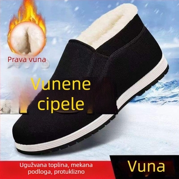 Muške zimske papuče, visokim gornjim dijelom od pamuka, plišna podstava, protuklizna potplata od pjene gume